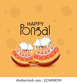 Vector illustration of a Background for Happy Pongal Holiday Harvest Festival of Tamil Nadu South India.