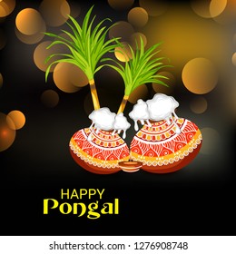 Vector illustration of a Background for Happy Pongal Holiday Harvest Festival of Tamil Nadu South India.