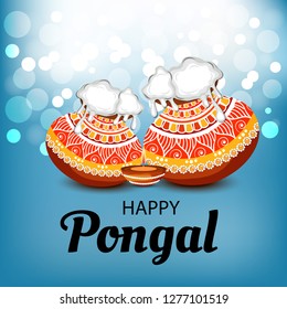 Vector illustration of a Background for Happy Pongal Holiday Harvest Festival of Tamil Nadu South India.