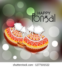 Vector illustration of a Background for Happy Pongal Holiday Harvest Festival of Tamil Nadu South India.