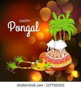 Vector illustration of a Background for Happy Pongal Holiday Harvest Festival of Tamil Nadu South India.