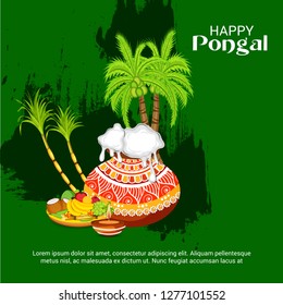 Vector illustration of a Background for Happy Pongal Holiday Harvest Festival of Tamil Nadu South India.