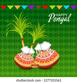 Vector illustration of a Background for Happy Pongal Holiday Harvest Festival of Tamil Nadu South India.
