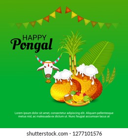 Vector illustration of a Background for Happy Pongal Holiday Harvest Festival of Tamil Nadu South India.