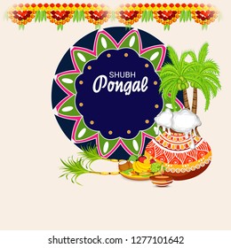 Vector illustration of a Background for Happy Pongal Holiday Harvest Festival of Tamil Nadu South India.