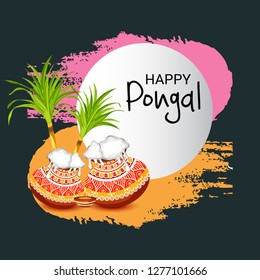 Vector illustration of a Background for Happy Pongal Holiday Harvest Festival of Tamil Nadu South India.