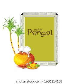 Vector illustration of a Background for Happy Pongal Holiday Harvest Festival of Tamil Nadu South India.