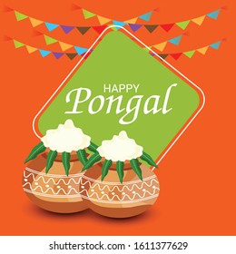 Vector illustration of a Background for Happy Pongal Holiday Harvest Festival of Tamil Nadu South India.
