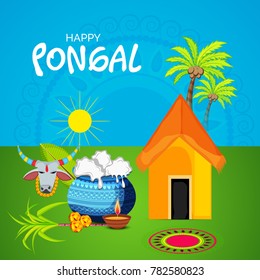 Vector illustration of a background for Happy Pongal religious traditional festival.