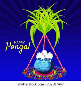 Vector illustration of a background for Happy Pongal religious traditional festival.