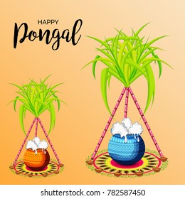 Vector illustration of a background for Happy Pongal religious traditional festival.