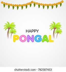 Vector illustration of a background for Happy Pongal religious traditional festival.