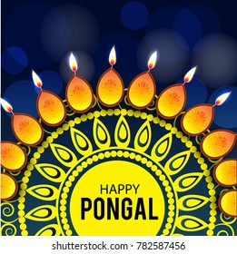 Vector illustration of a background for Happy Pongal religious traditional festival.