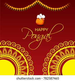 Vector illustration of a background for Happy Pongal religious traditional festival.