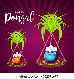 Vector illustration of a background for Happy Pongal religious traditional festival.