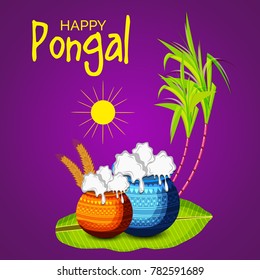 Vector illustration of a background for Happy Pongal religious traditional festival.