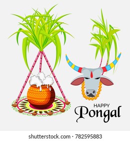 Vector illustration of a background for Happy Pongal religious traditional festival.