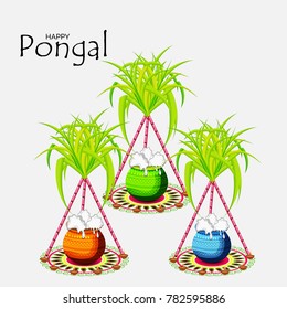 Vector illustration of a background for Happy Pongal religious traditional festival.