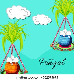 Vector illustration of a background for Happy Pongal religious traditional festival.