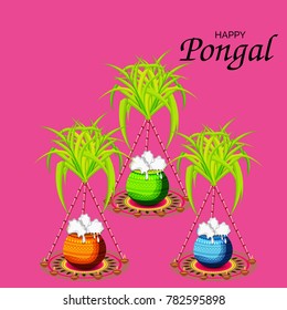 Vector illustration of a background for Happy Pongal religious traditional festival.