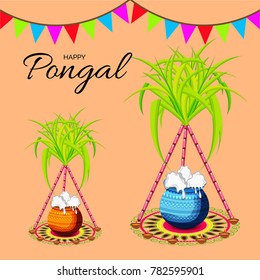 Vector illustration of a background for Happy Pongal religious traditional festival.
