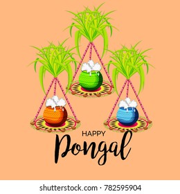 Vector illustration of a background for Happy Pongal religious traditional festival.