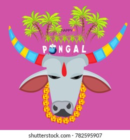 Vector illustration of a background for Happy Pongal religious traditional festival.