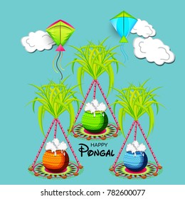 Vector illustration of a background for Happy Pongal religious traditional festival.