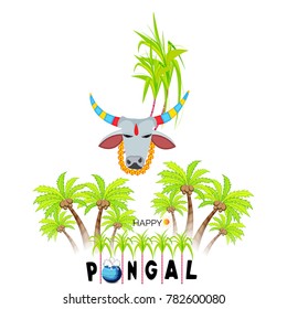 Vector illustration of a background for Happy Pongal religious traditional festival.