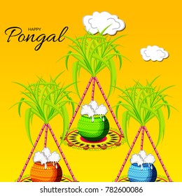 Vector illustration of a background for Happy Pongal religious traditional festival.