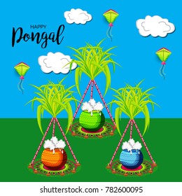 Vector illustration of a background for Happy Pongal religious traditional festival.