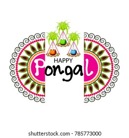 Vector illustration of a background for Happy Pongal religious traditional festival.