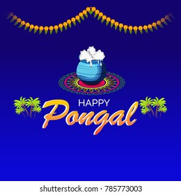 Vector illustration of a background for Happy Pongal religious traditional festival.