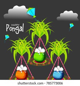 Vector illustration of a background for Happy Pongal religious traditional festival.