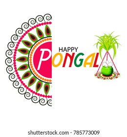 Vector illustration of a background for Happy Pongal religious traditional festival.