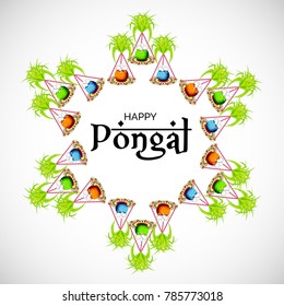Vector illustration of a background for Happy Pongal religious traditional festival.