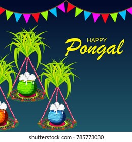Vector illustration of a background for Happy Pongal religious traditional festival.