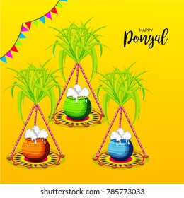 Vector illustration of a background for Happy Pongal religious traditional festival.