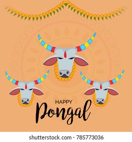 Vector illustration of a background for Happy Pongal religious traditional festival.