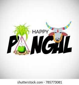 Vector illustration of a background for Happy Pongal religious traditional festival.