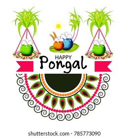 Vector illustration of a background for Happy Pongal religious traditional festival.