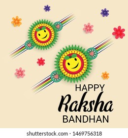  Vector illustration of a Background for Happy Raksha Bandhan Indian festival of sisters and brothers. 