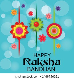  Vector illustration of a Background for Happy Raksha Bandhan Indian festival of sisters and brothers. 