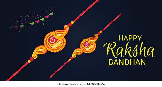  Vector illustration of a Background for Happy Raksha Bandhan Indian festival of sisters and brothers. 
