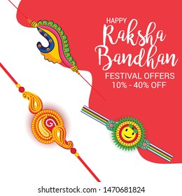  Vector illustration of a Background for Happy Raksha Bandhan Indian festival of sisters and brothers. 