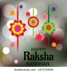 Vector illustration of a Background for Happy Raksha Bandhan Indian festival of sisters and brothers. 