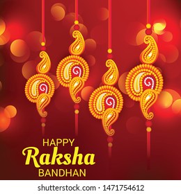 Vector illustration of a Background for Happy Raksha Bandhan Indian festival of sisters and brothers. 