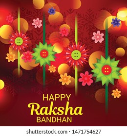 Vector illustration of a Background for Happy Raksha Bandhan Indian festival of sisters and brothers. 