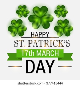 Vector illustration of a background for Happy St. Patrick's Day with Leaves.