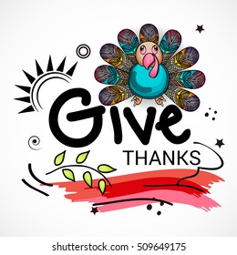 Vector illustration of a Background For Happy Thanksgiving with stylish text.